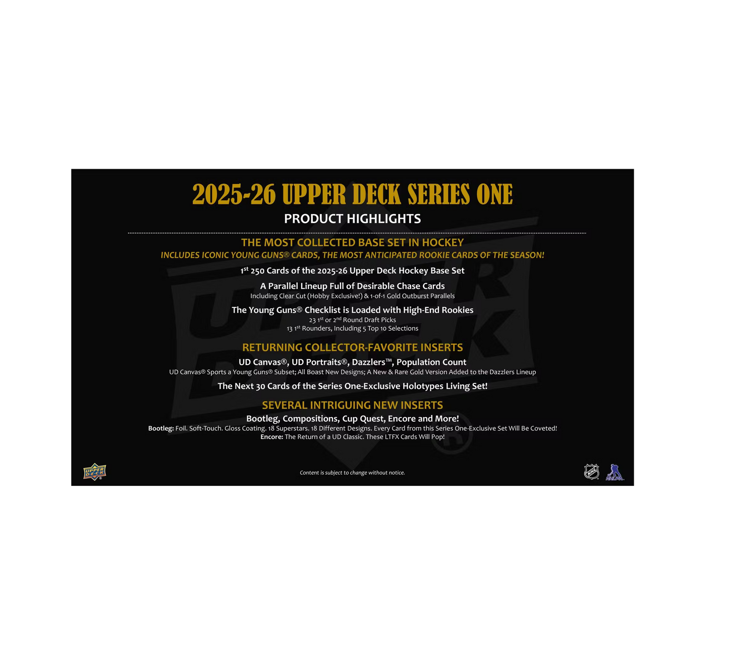 2025-26 Upper Deck Series 1 Hockey Hobby 12-Box Case