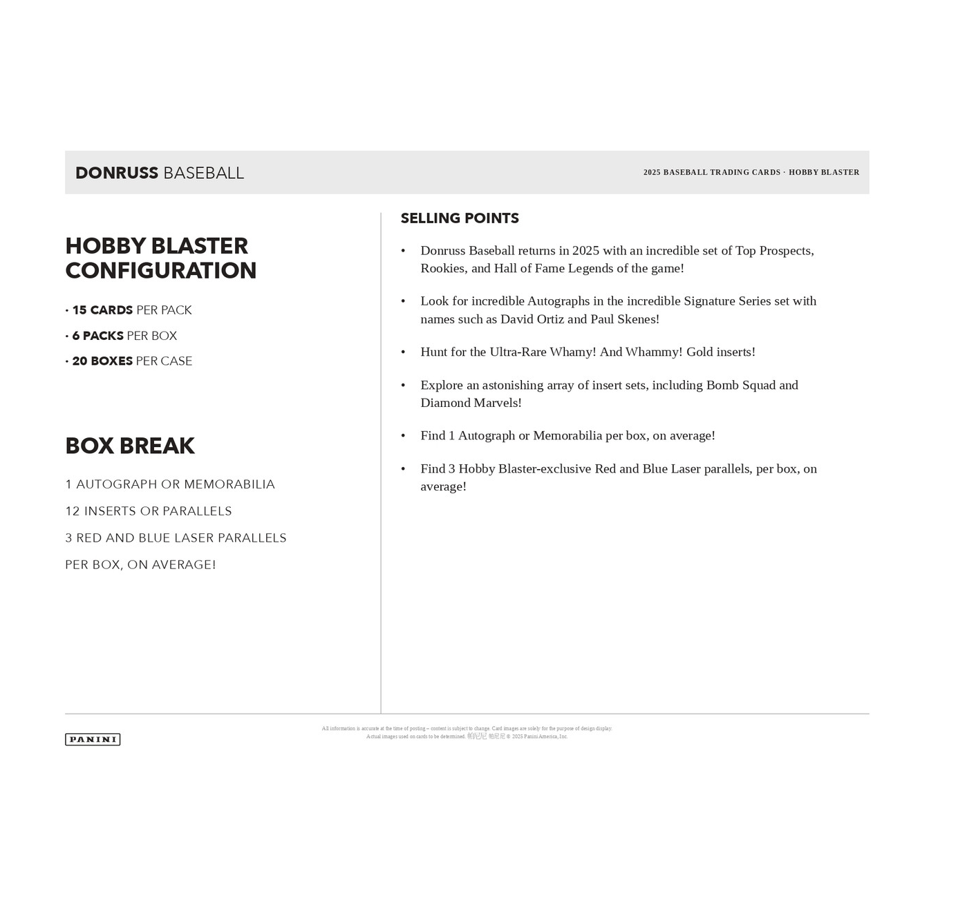 2025 Panini Donruss Baseball Hobby Blaster 20-Box Case