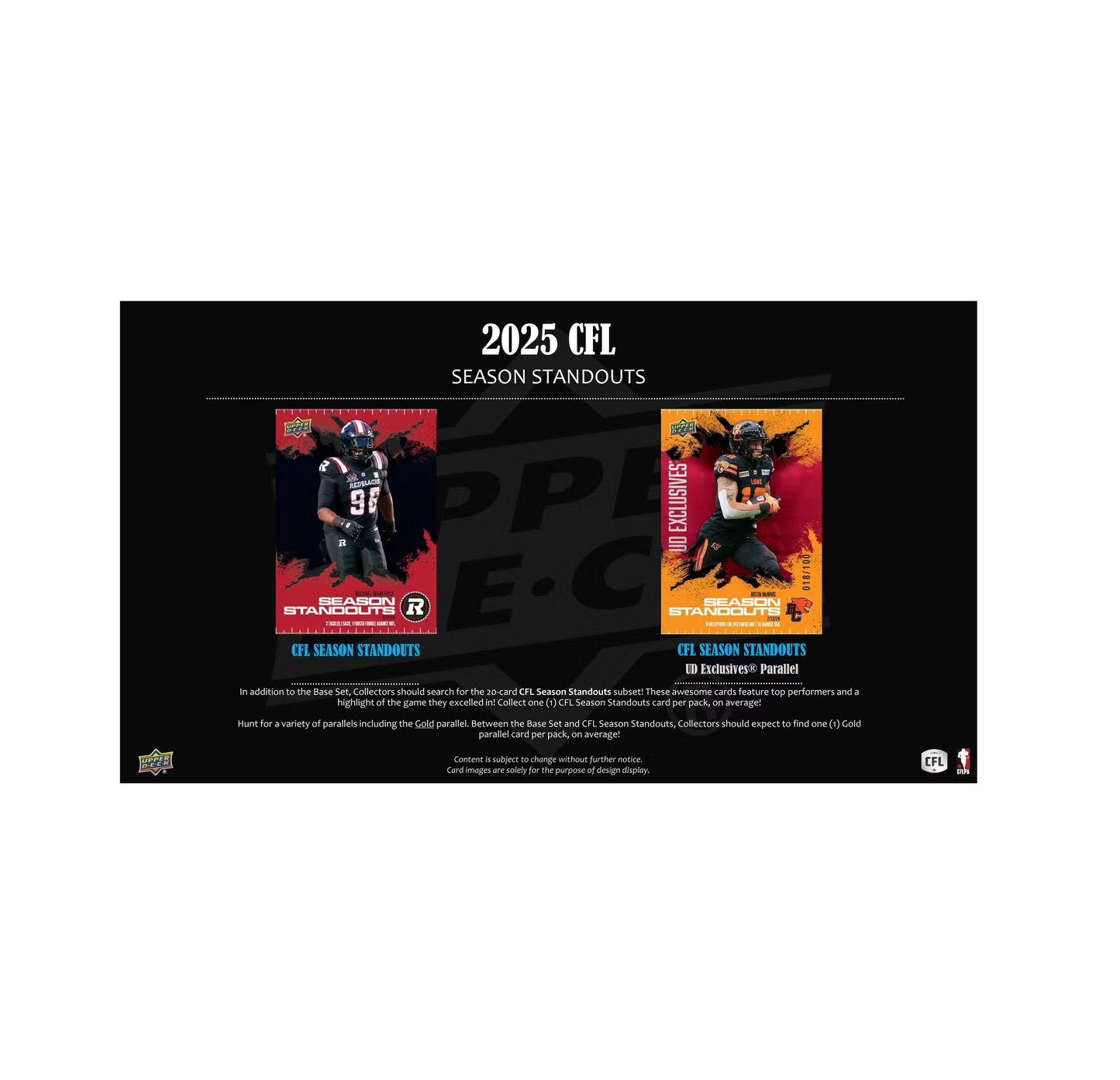 2025 Upper Deck CFL Canadian Football League Hobby 20-Box Case