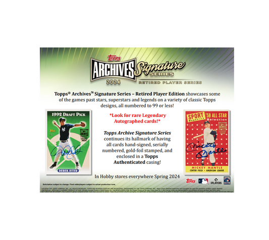 2024 Topps Archives Signature Series Retired Player Edition Baseball 20-Box Case